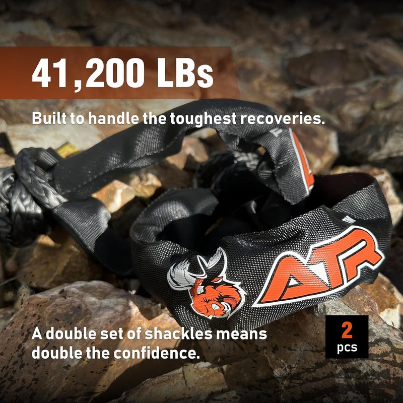 ATR Soft Shackles 1/2” x 24” (2 Pack, Black) – 41,200 lbs Synthetic Rope Recovery Shackles – Heavy-Duty UHMWPE Tow Connectors for Off-Road 4x4, Jeep, Truck, ATV, UTV - Image 2